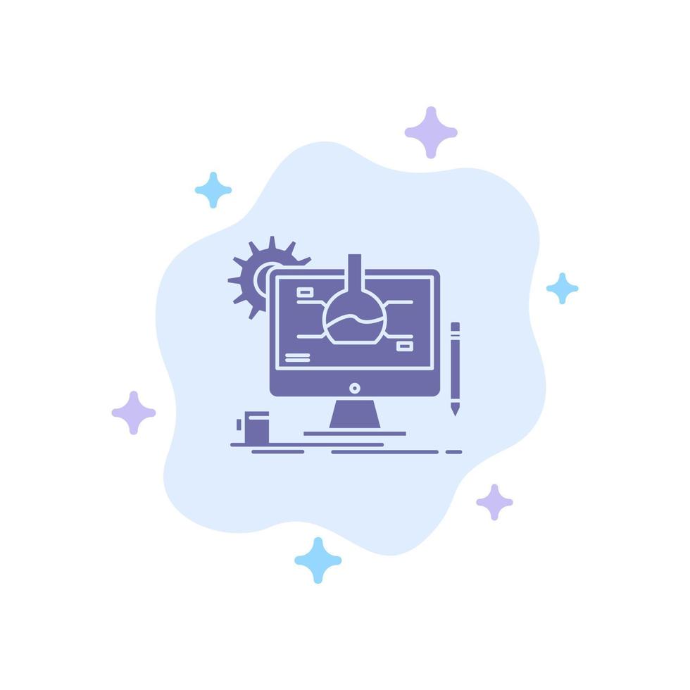 Chemical Experiment It Technology Blue Icon on Abstract Cloud Background vector