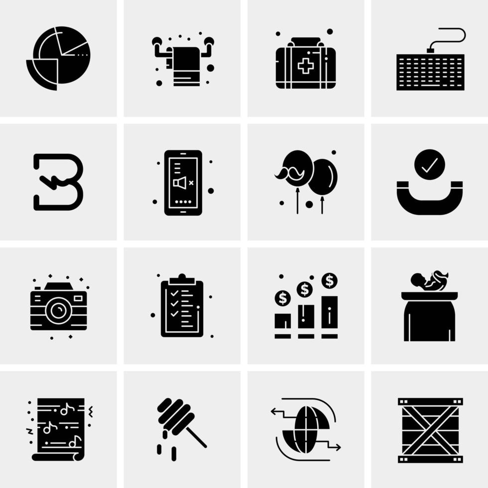 16 iconos de negocios universales vector ilustración de icono creativo para usar en proyectos relacionados con la web y dispositivos móviles