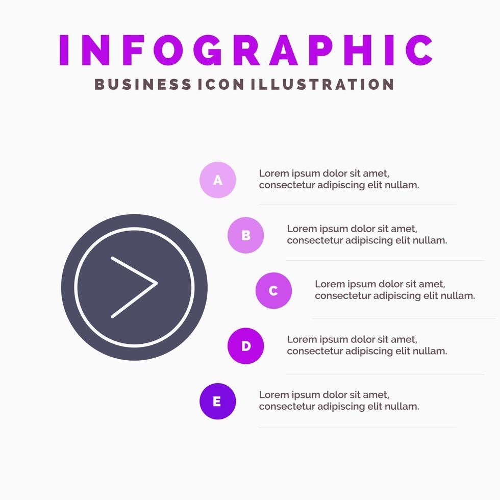 Arrow Interface Right User Solid Icon Infographics 5 Steps Presentation Background vector