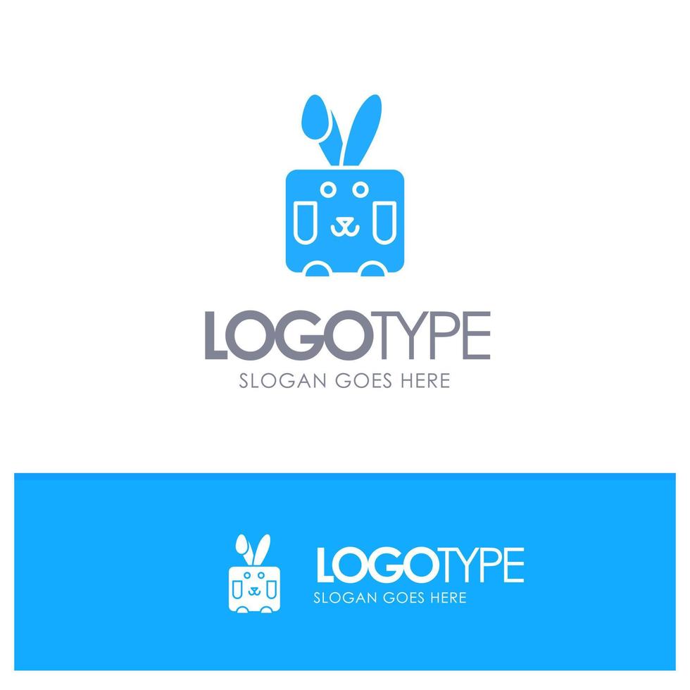 conejito conejo de pascua vacaciones azul logotipo sólido con lugar para el eslogan vector