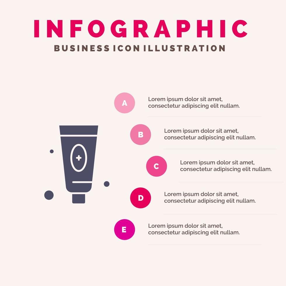 belleza cosmética cara espuma sólido icono infografía 5 pasos presentación antecedentes vector