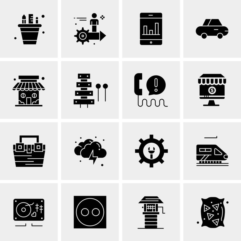 16 iconos de negocios universales vector ilustración de icono creativo para usar en proyectos relacionados con la web y dispositivos móviles