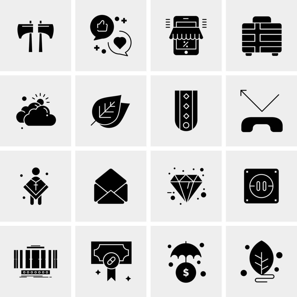 16 iconos de negocios universales vector ilustración de icono creativo para usar en proyectos relacionados con la web y dispositivos móviles