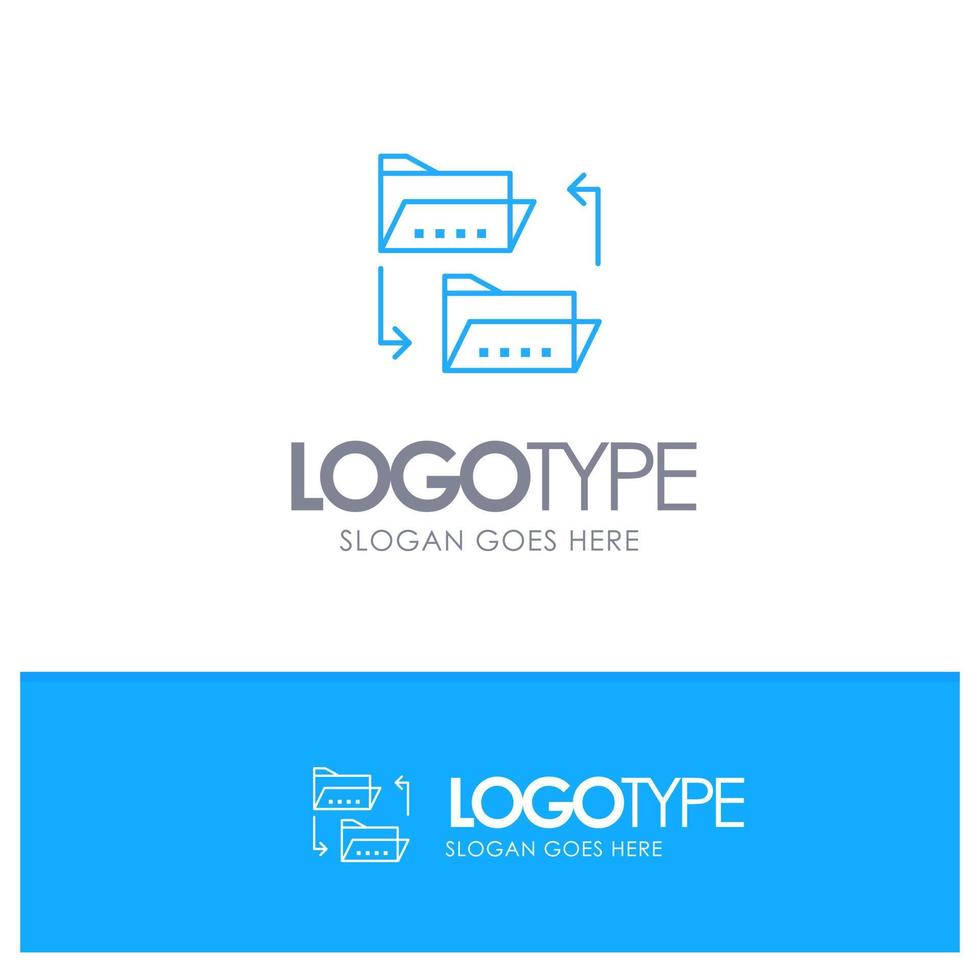 Folder Document File File Sharing Sharing Blue outLine Logo with place for tagline vector