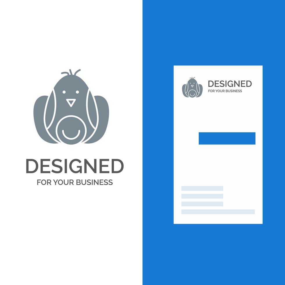 Chicken Baby Rabbit Easter Grey Logo Design and Business Card Template vector