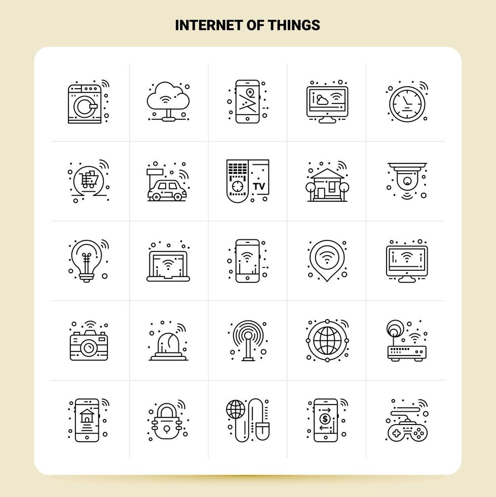 OutLine 25 Internet Of Things Icon set Vector Line Style Design Black Icons Set Linear pictogram pack Web and Mobile Business ideas design Vector Illustration