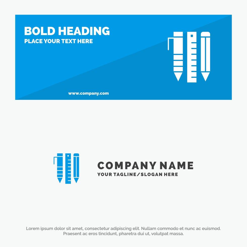 Tools Essential Tools Stationary Items Pen SOlid Icon Website Banner and Business Logo Template vector