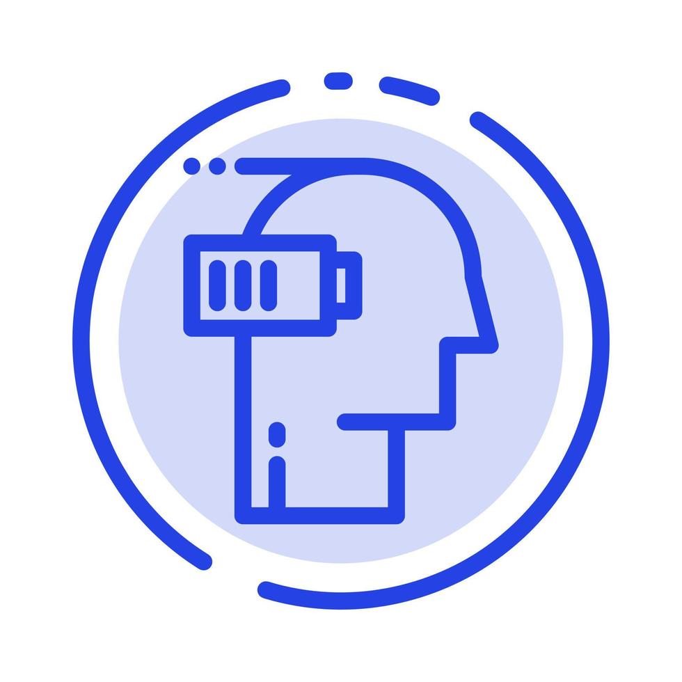 Battery Exhaustion Low Mental Mind Blue Dotted Line Line Icon vector
