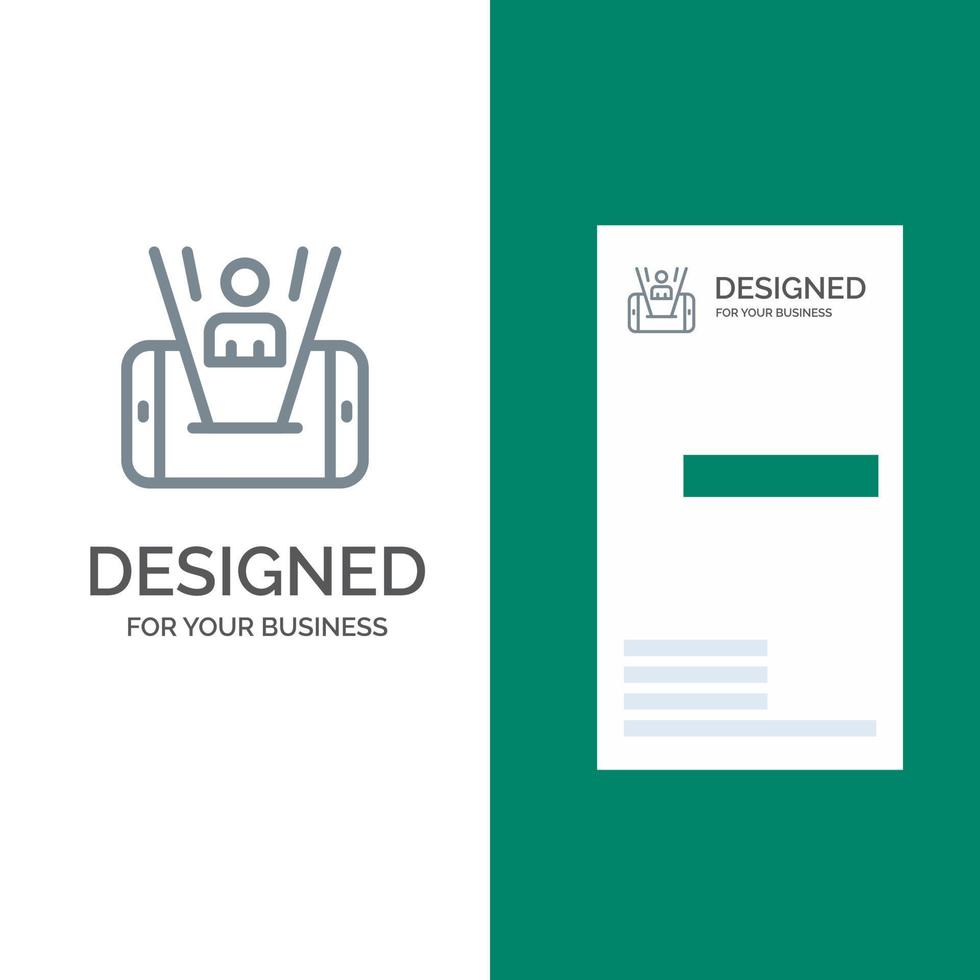 Mobile Cell Man Technology Grey Logo Design and Business Card Template vector