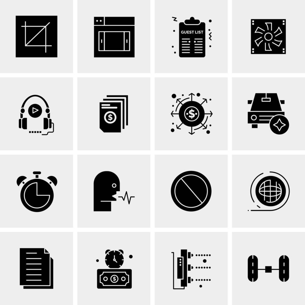 16 iconos de negocios universales vector ilustración de icono creativo para usar en proyectos relacionados con la web y dispositivos móviles