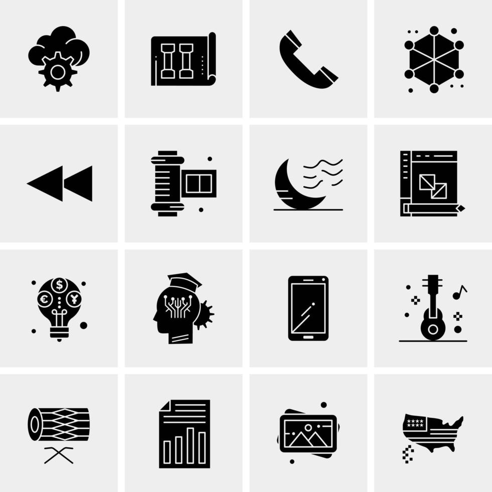 16 iconos de negocios universales vector ilustración de icono creativo para usar en proyectos relacionados con la web y dispositivos móviles