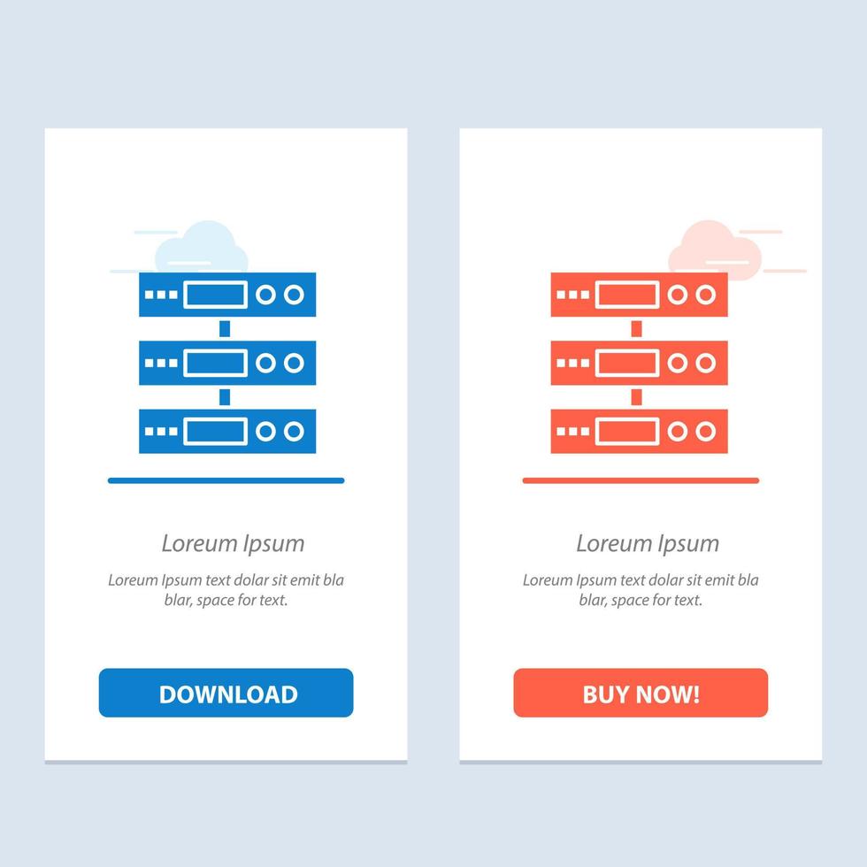 Server Data Storage Cloud Files  Blue and Red Download and Buy Now web Widget Card Template vector