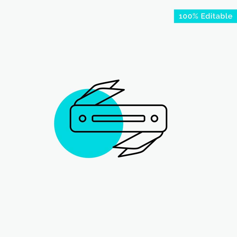 Knife Razor Sharp Blade turquoise highlight circle point Vector icon