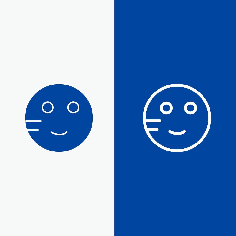 Embarrassed Emojis School Study Line and Glyph Solid icon Blue banner Line and Glyph Solid icon Blue banner vector