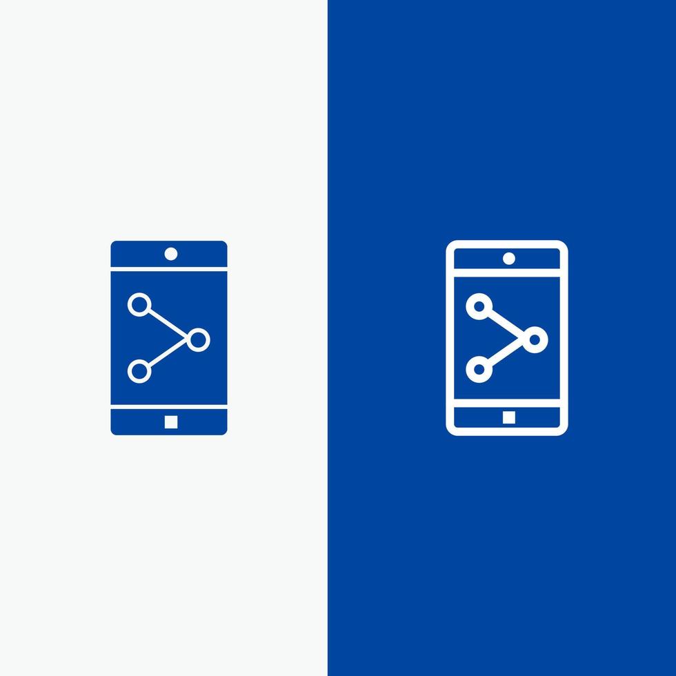 aplicación compartir móvil aplicación móvil línea y glifo icono sólido banner azul línea y glifo icono sólido banner azul vector