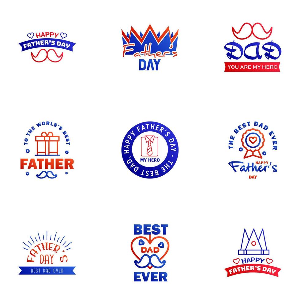 Happy Fathers Day Appreciation Vector Text Banner 9 Blue and red Background for Posters Flyers Marketing Greeting Cards Editable Vector Design Elements