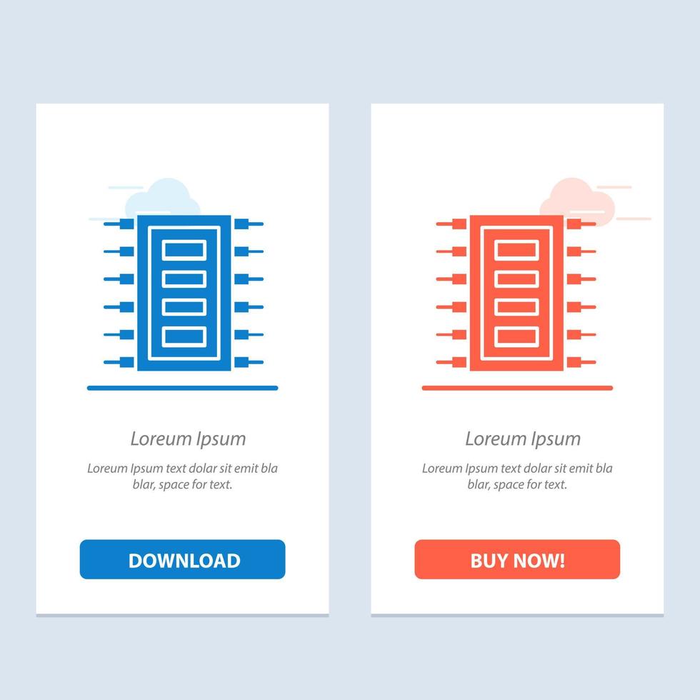 Tech Hardware Chip Computer Connect  Blue and Red Download and Buy Now web Widget Card Template vector