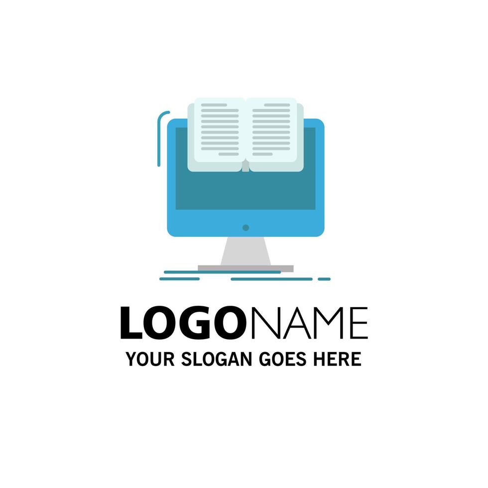 Document File Computer Cv Book Business Logo Template Flat Color vector