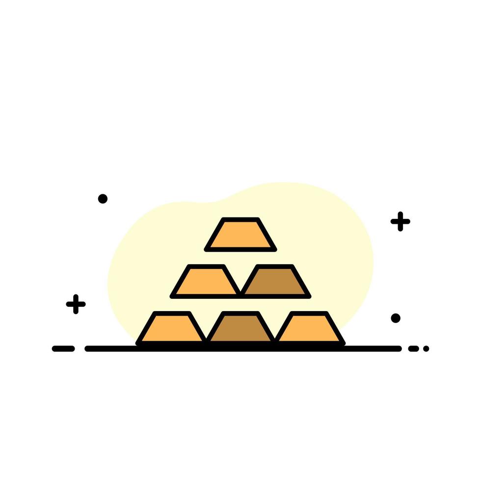 Gold Bars Deposit Golden Money Reserve Wealth  Business Flat Line Filled Icon Vector Banner Template