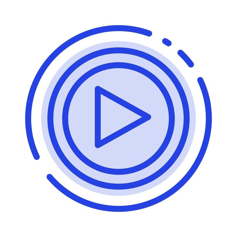 Video Interface Play User Blue Dotted Line Line Icon vector
