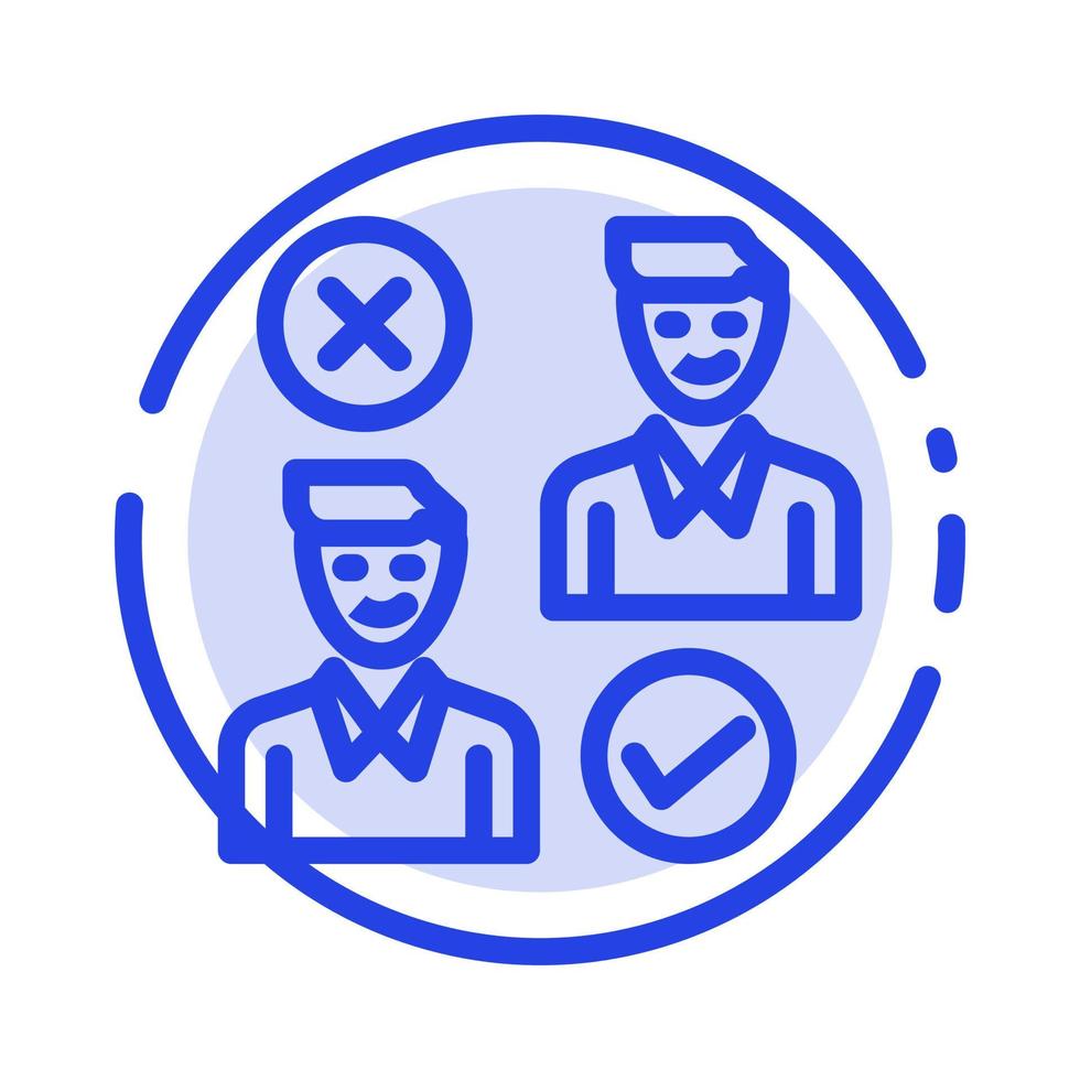 Group User Job good cancel Blue Dotted Line Line Icon vector