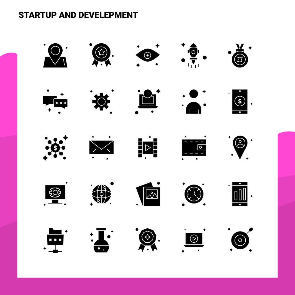 25 Startup And Develepment Icon set Solid Glyph Icon Vector Illustration Template For Web and Mobile Ideas for business company