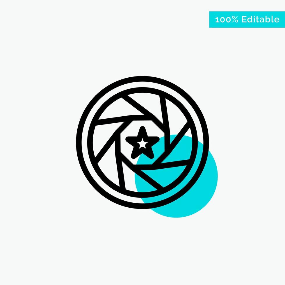 logotipo de película de apertura foto de película turquesa icono de vector de punto de círculo resaltado