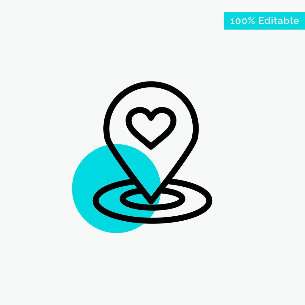 Location Map Location Finder Pin Heart turquoise highlight circle point Vector icon