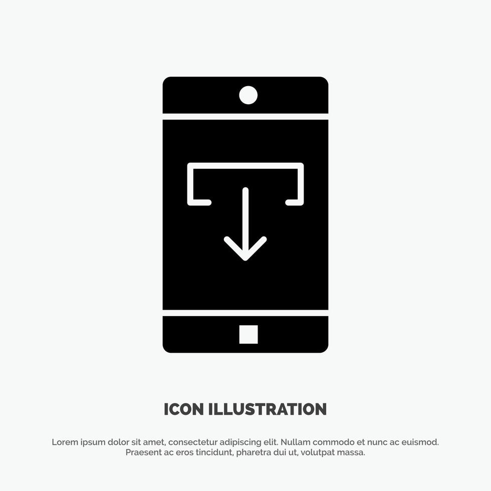 descarga de datos de la aplicación móvil aplicación móvil icono de glifo sólido vector