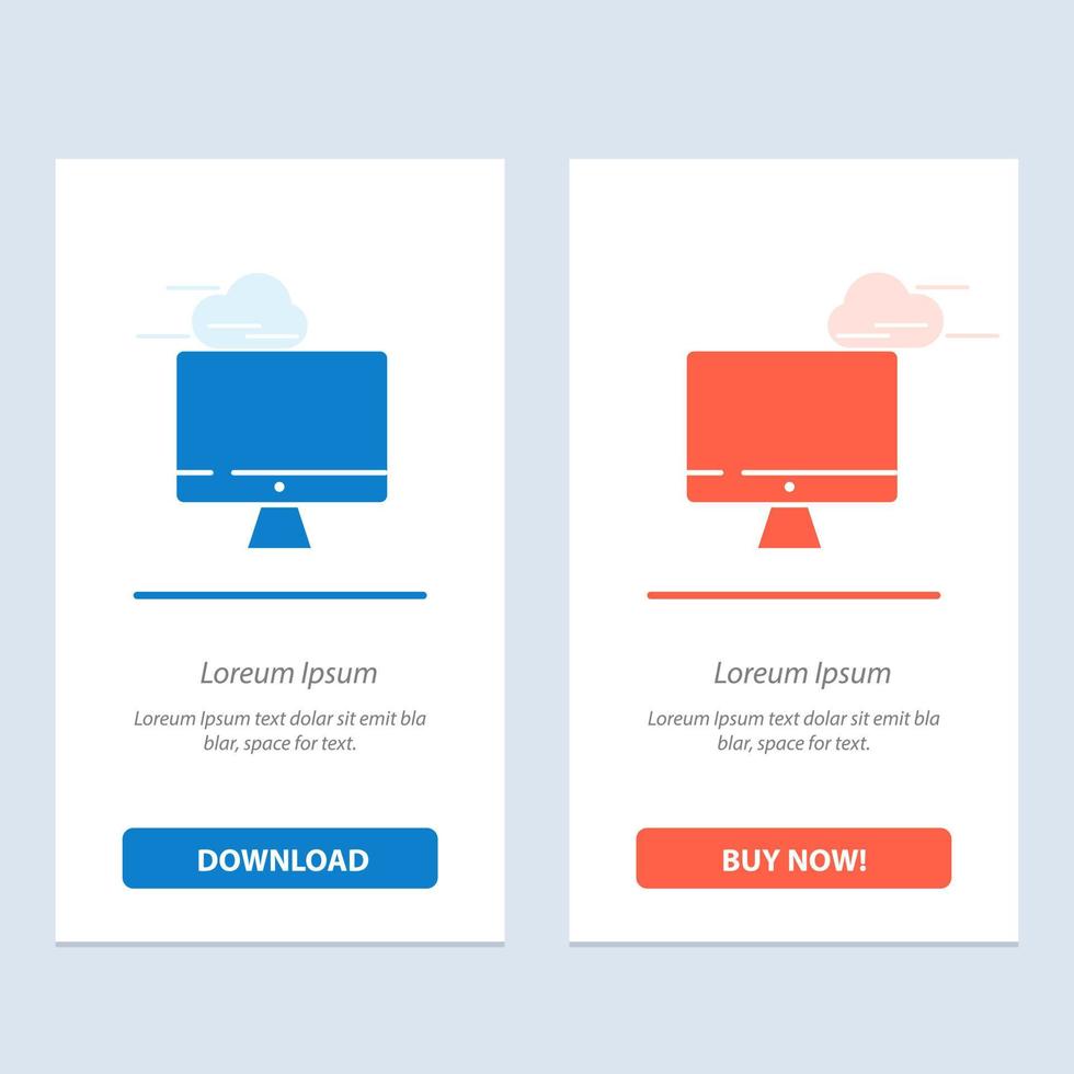 Computer Monitor Screen Hardware  Blue and Red Download and Buy Now web Widget Card Template vector
