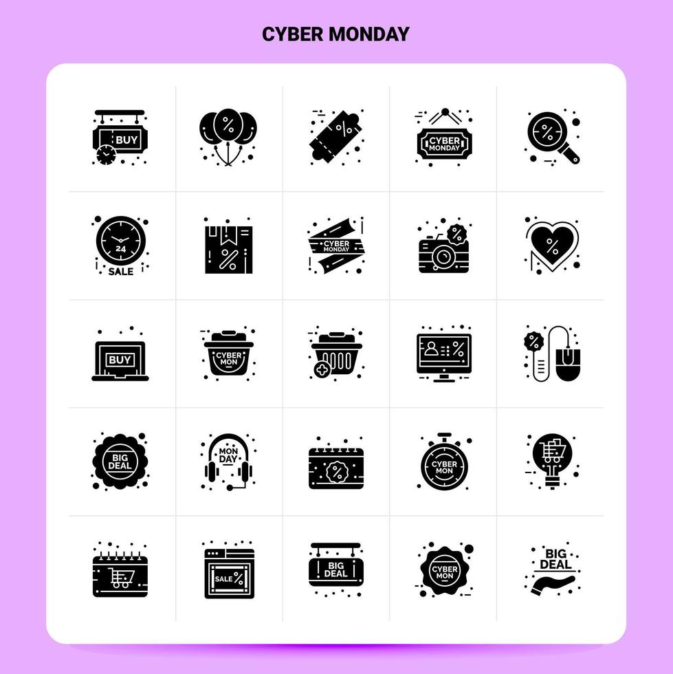 Solid 25 Cyber Monday Icon set Vector Glyph Style Design Black Icons Set Web and Mobile Business ideas design Vector Illustration