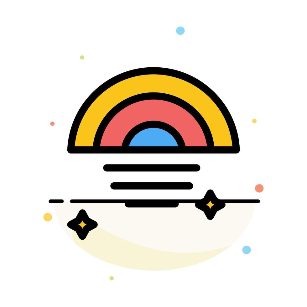 Rainbow Rainy Sky Weather Abstract Flat Color Icon Template vector