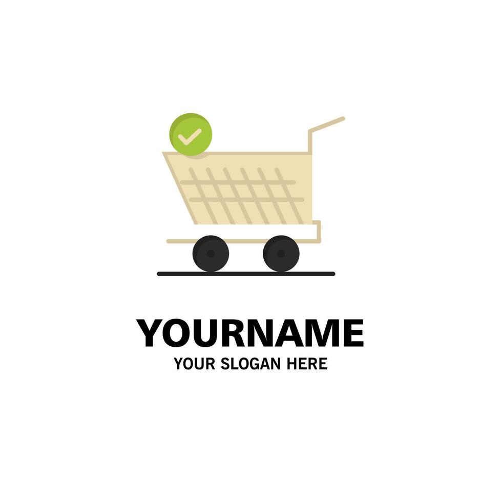 Trolley Retail Shopping Cart Business Logo Template Flat Color vector