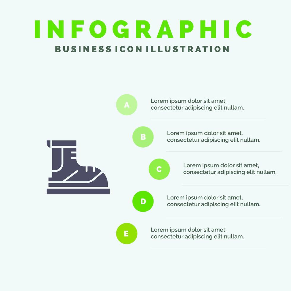 Boots Hiker Hiking Track Boot Infographics Presentation Template 5 Steps Presentation vector