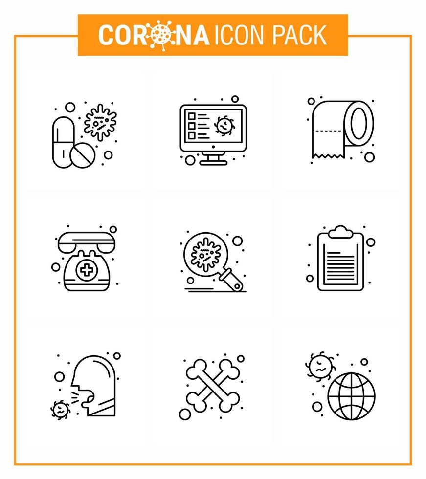 COVID19 corona virus contamination prevention Blue icon 25 pack such as telephone doctor on call scan safety paper viral coronavirus 2019nov disease Vector Design Elements