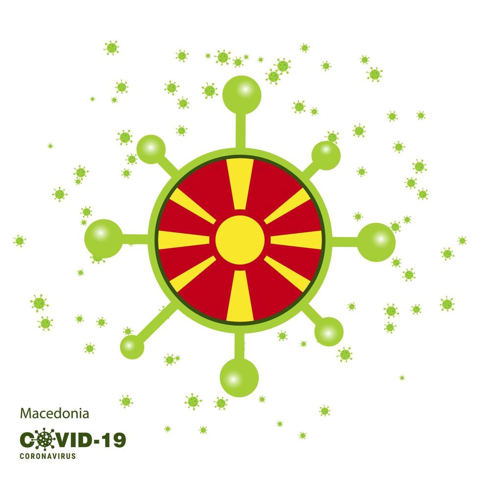 Macedonia Coronavius Flag Awareness Background Stay home Stay Healthy Take care of your own health Pray for Country vector