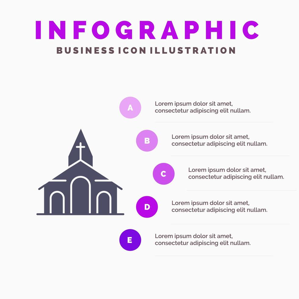 edificio navidad iglesia primavera sólido icono infografía 5 pasos presentación antecedentes vector