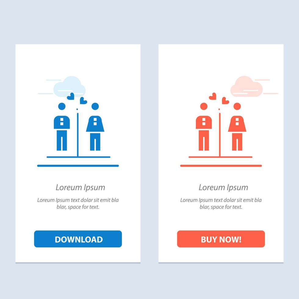 Men Women Couple Boy Girl  Blue and Red Download and Buy Now web Widget Card Template vector