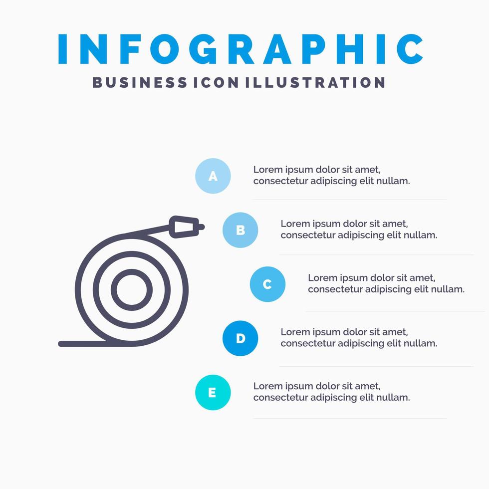 Curved Flow Pipe Water Line icon with 5 steps presentation infographics Background vector