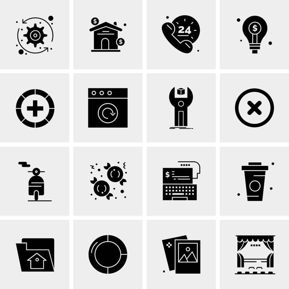 16 iconos de negocios universales vector ilustración de icono creativo para usar en proyectos relacionados con la web y dispositivos móviles