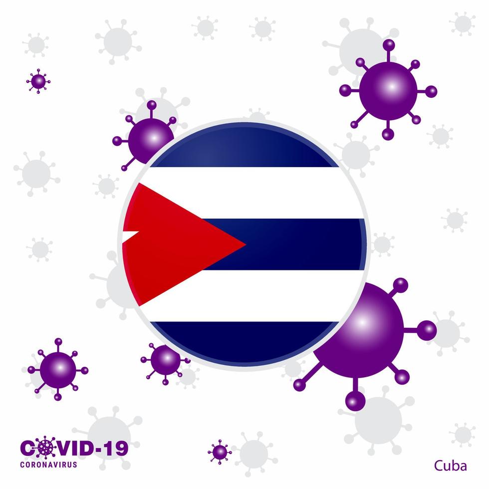 Pray For Cuba COVID19 Coronavirus Typography Flag Stay home Stay Healthy Take care of your own health vector