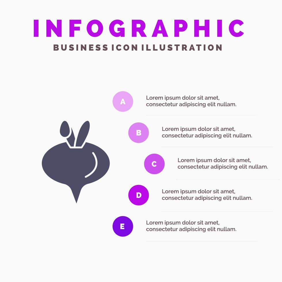 Food Turnip Vegetable Solid Icon Infographics 5 Steps Presentation Background vector