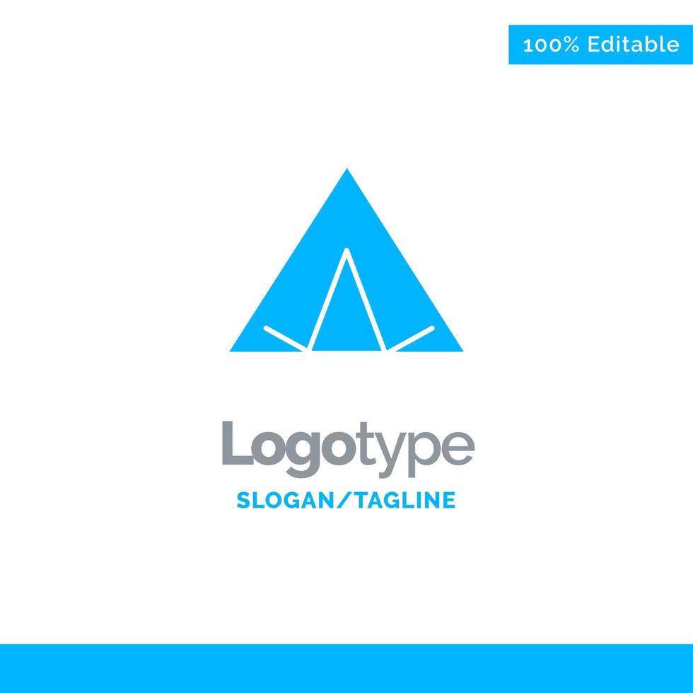 Camp Tent Wigwam Spring Blue Solid Logo Template Place for Tagline vector