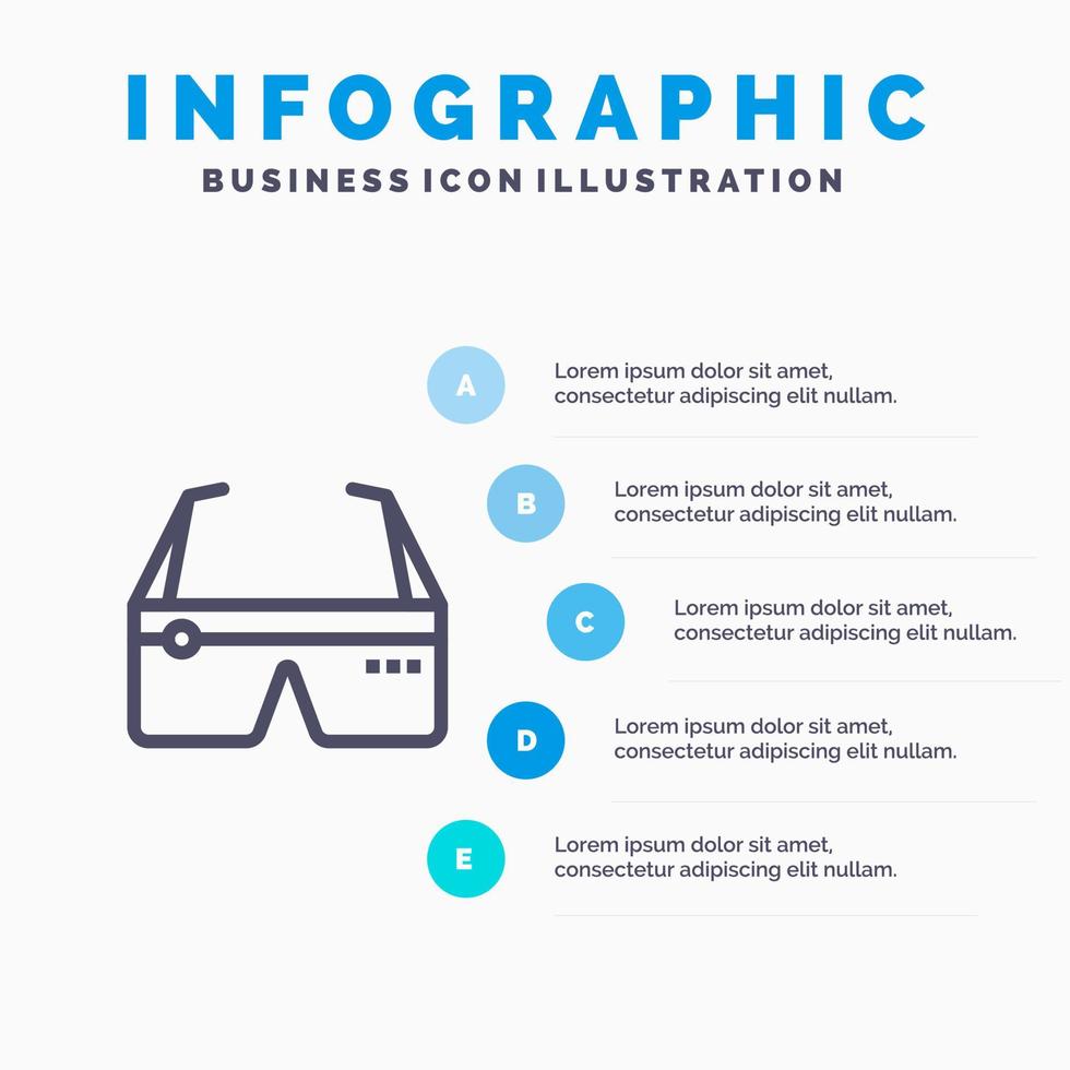 Computer Computing Digital Glasses Google Line icon with 5 steps presentation infographics Background vector