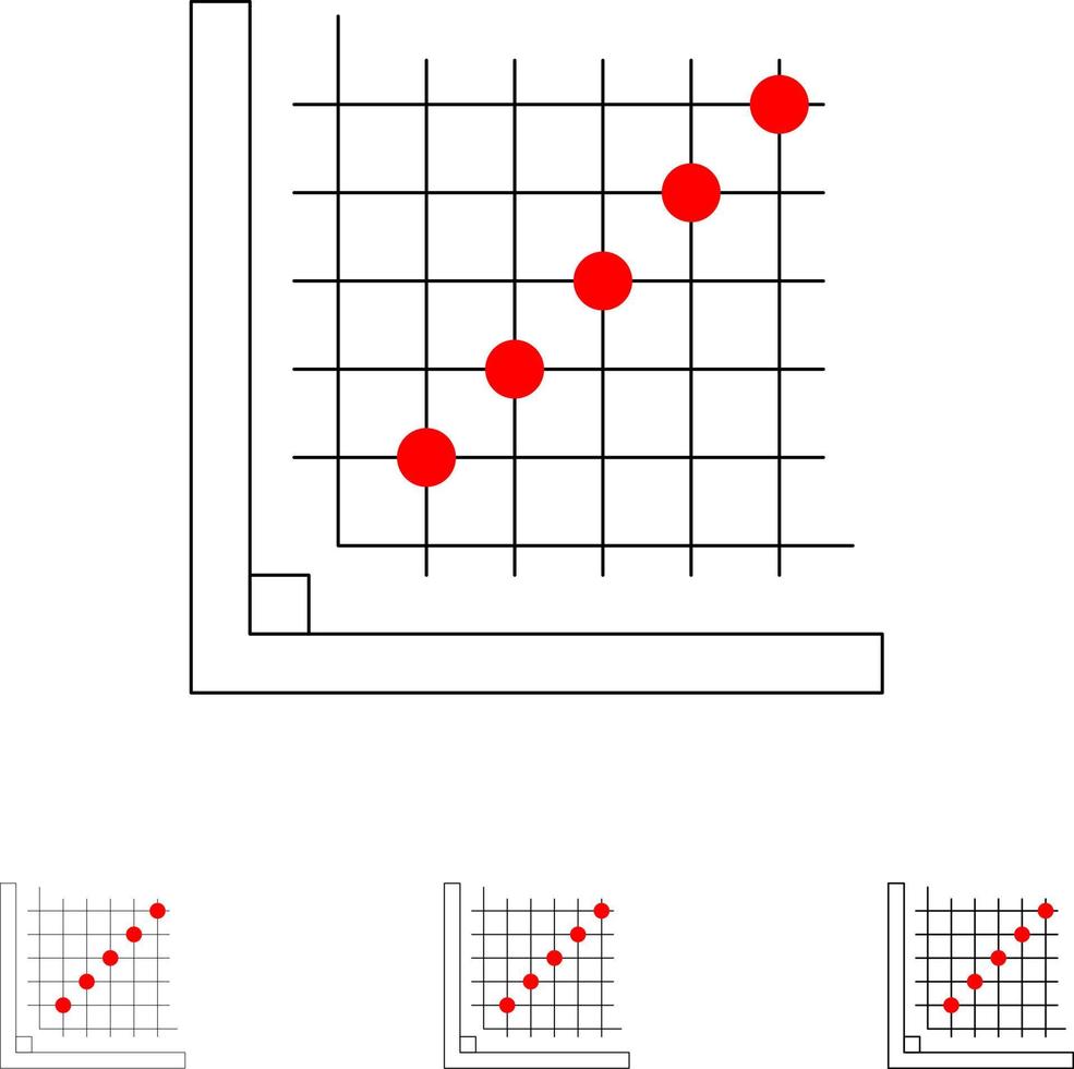 conjunto de iconos de línea negra en negrita y delgada de cuadrícula de formulario de edición de corrección de color vector