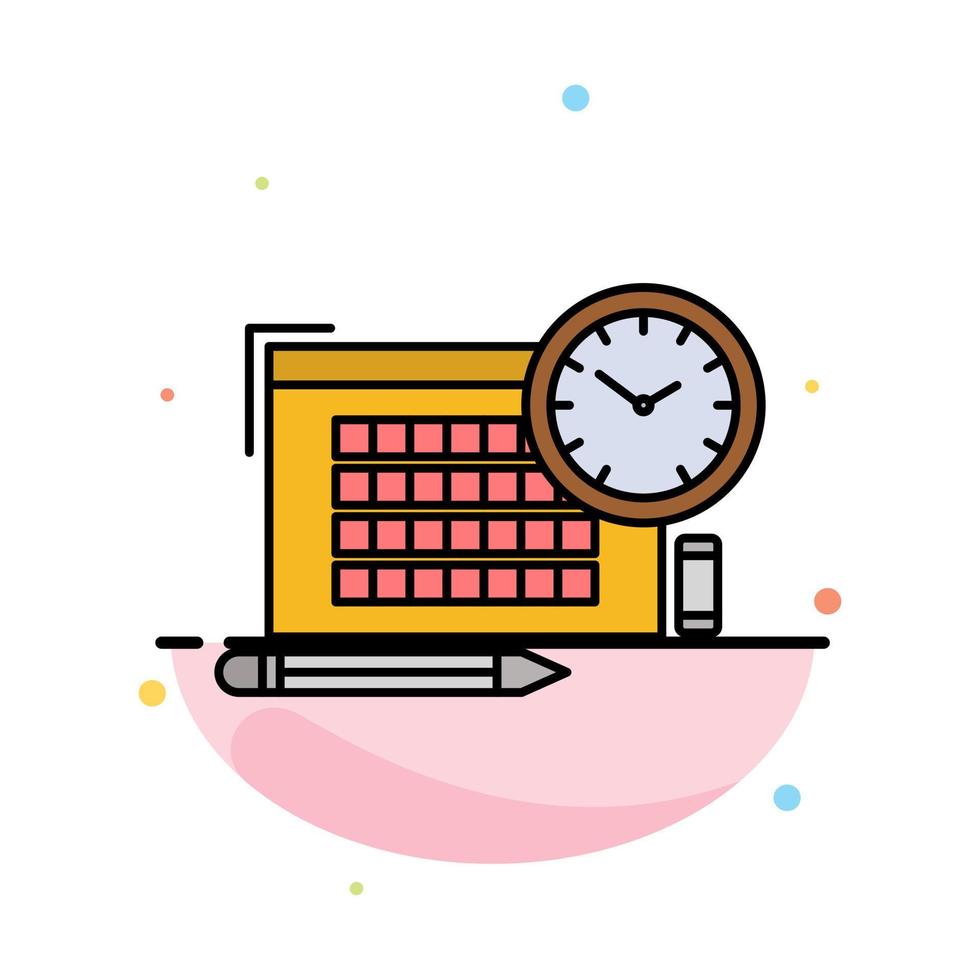 Time File Pen Focus Abstract Flat Color Icon Template vector