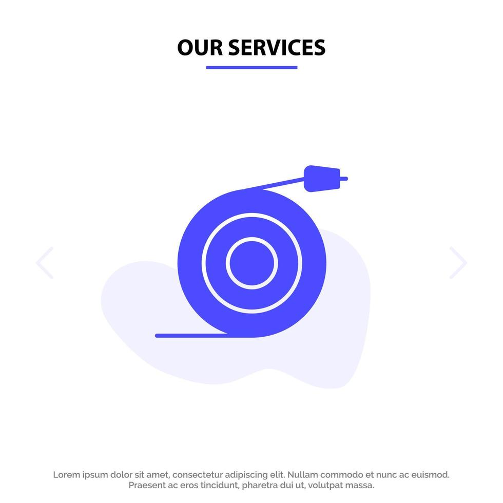 Our Services Curved Flow Pipe Water Solid Glyph Icon Web card Template vector