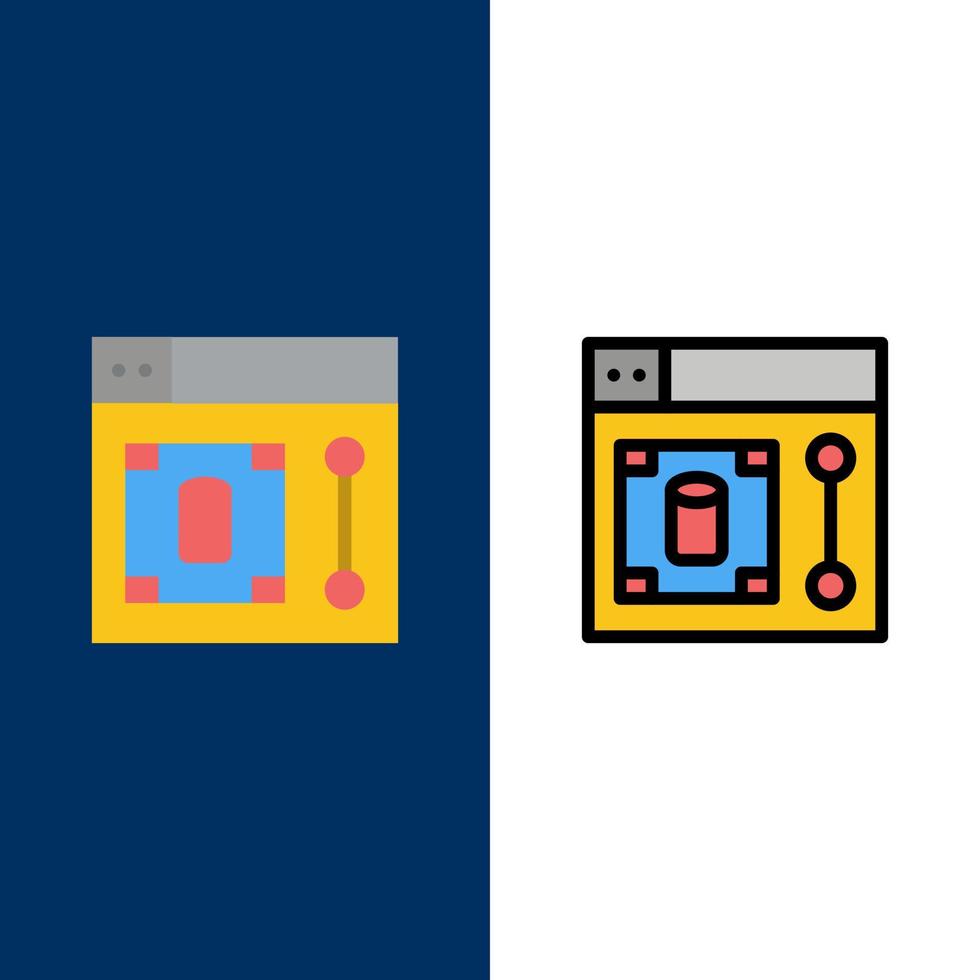 Web Design Designer Tool  Icons Flat and Line Filled Icon Set Vector Blue Background