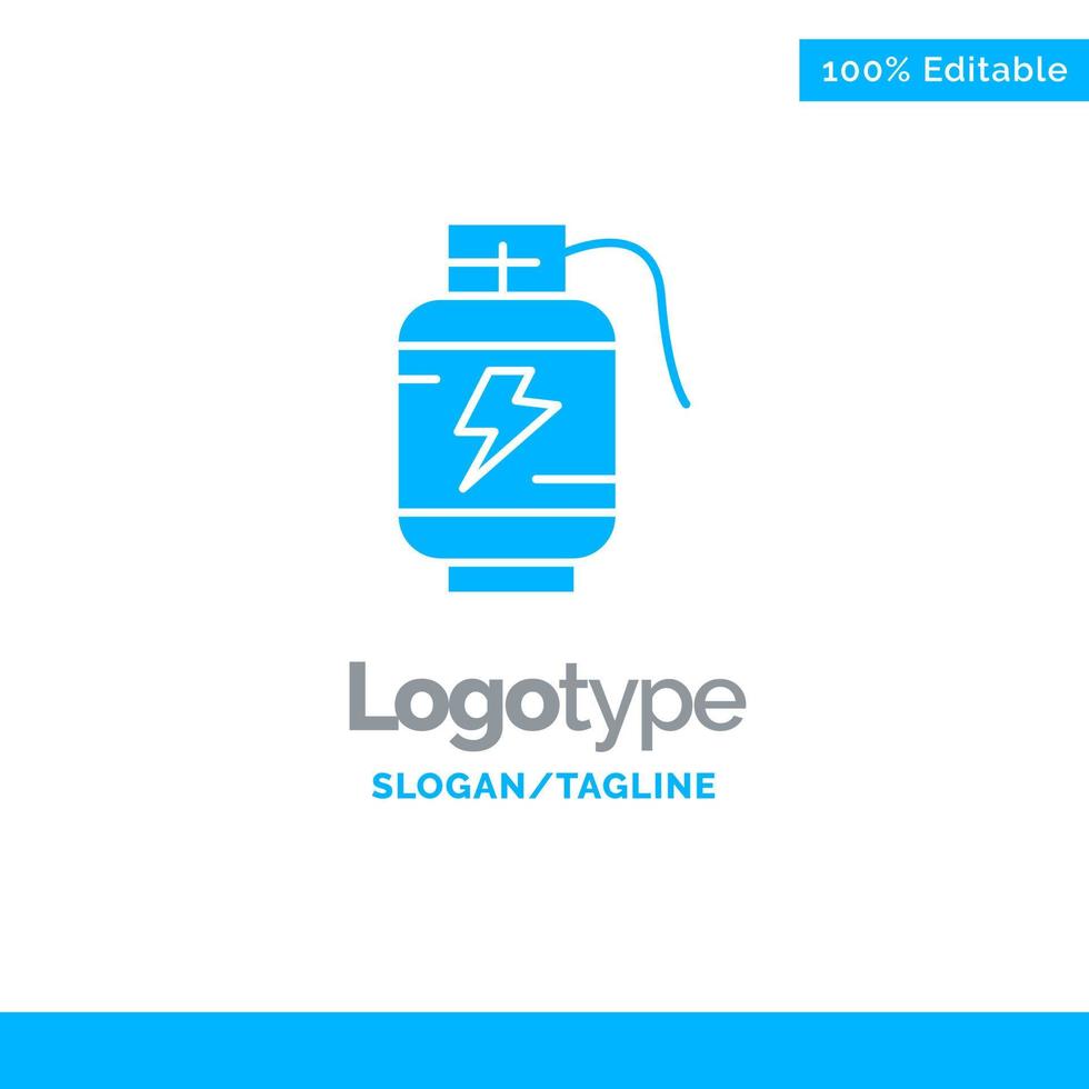 Accumulator Battery Power Charge Blue Solid Logo Template Place for Tagline vector