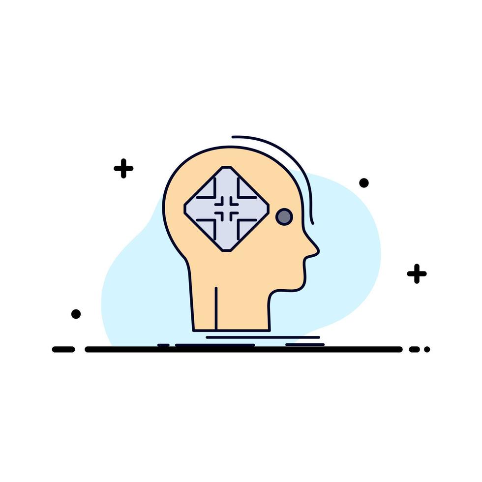 Advanced cyber future human mind Flat Color Icon Vector